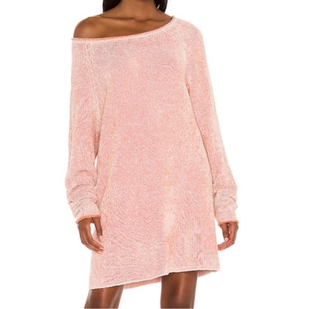 NWT Free People Lenox Orange and white Sweater Tunic/Dress XS - Picture 2 of 8